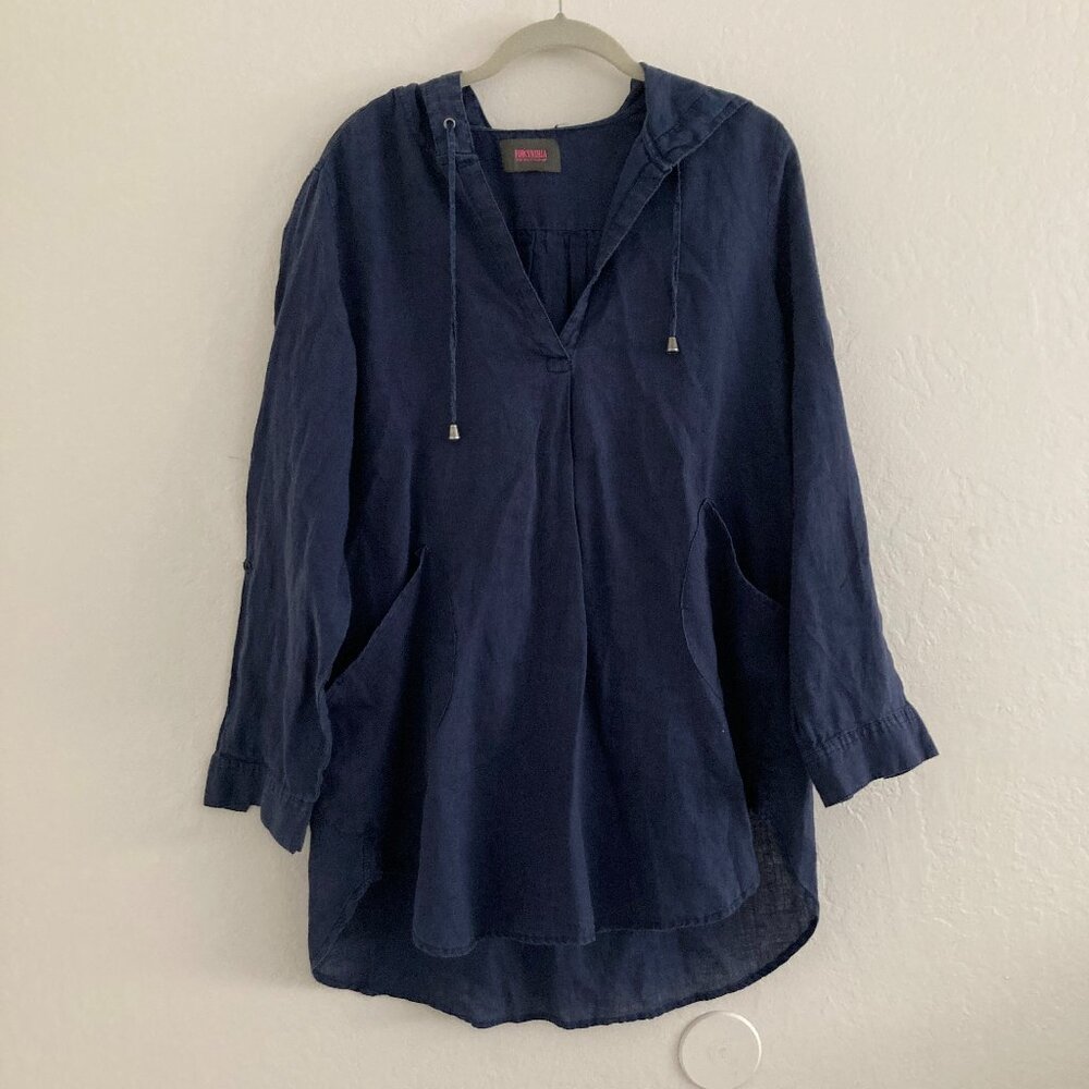 Blue Oversized Tunic Long Sleeve Top